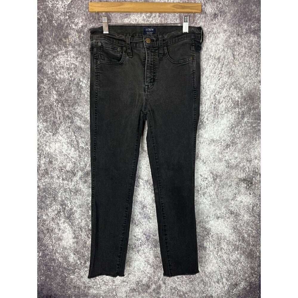 J Crew Jeans womens 26 Black High Rise Vintage Straight Frayed Alt Witchy Whimsi